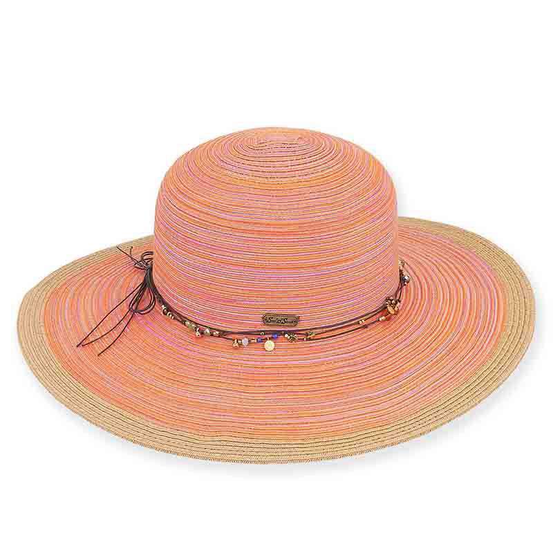 Rochelle Summer Floppy Hat with Beaded Band - Sun 'N' Sand Hats Floppy Hat Sun N Sand Hats HH1752A or Orange Medium (57 cm) 