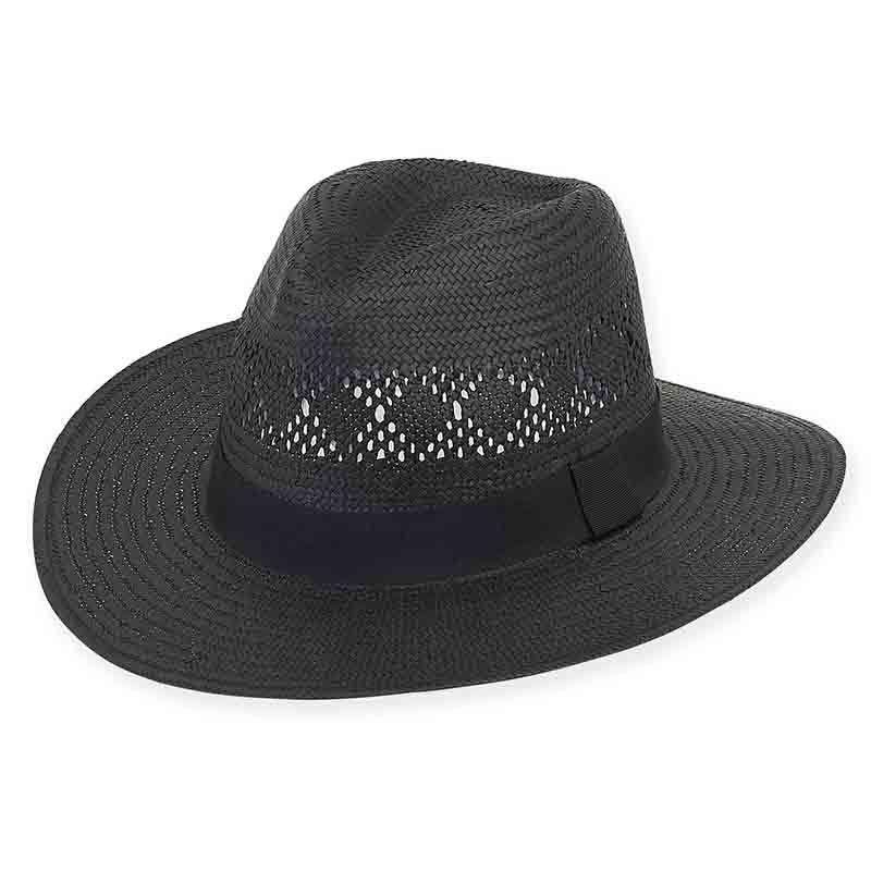Carlisle Safari Hat with Grosgrain Ribbon Band - Sun 'N' Sand Hat Safari Hat Sun N Sand Hats HH1829B bk Black M/L (58 cm) 