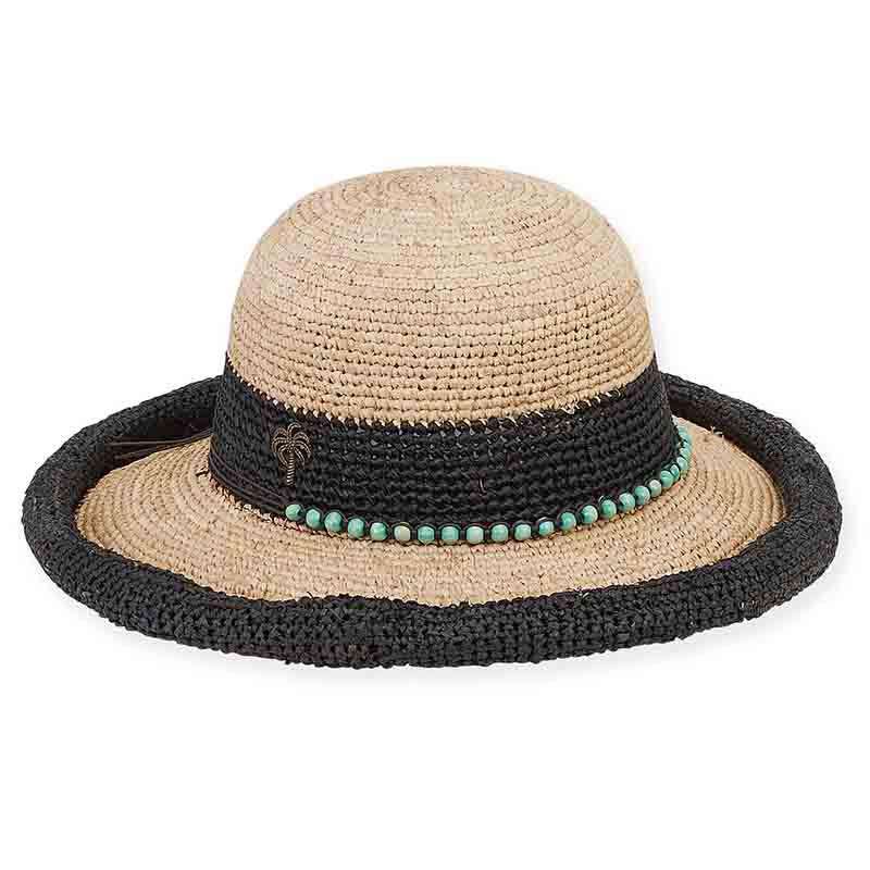 Flagstone Raffia Rolled Brim Hat - Sun 'N' Sand Hats Kettle Brim Hat Sun N Sand Hats HH1884B bk Black Large (59 cm) 