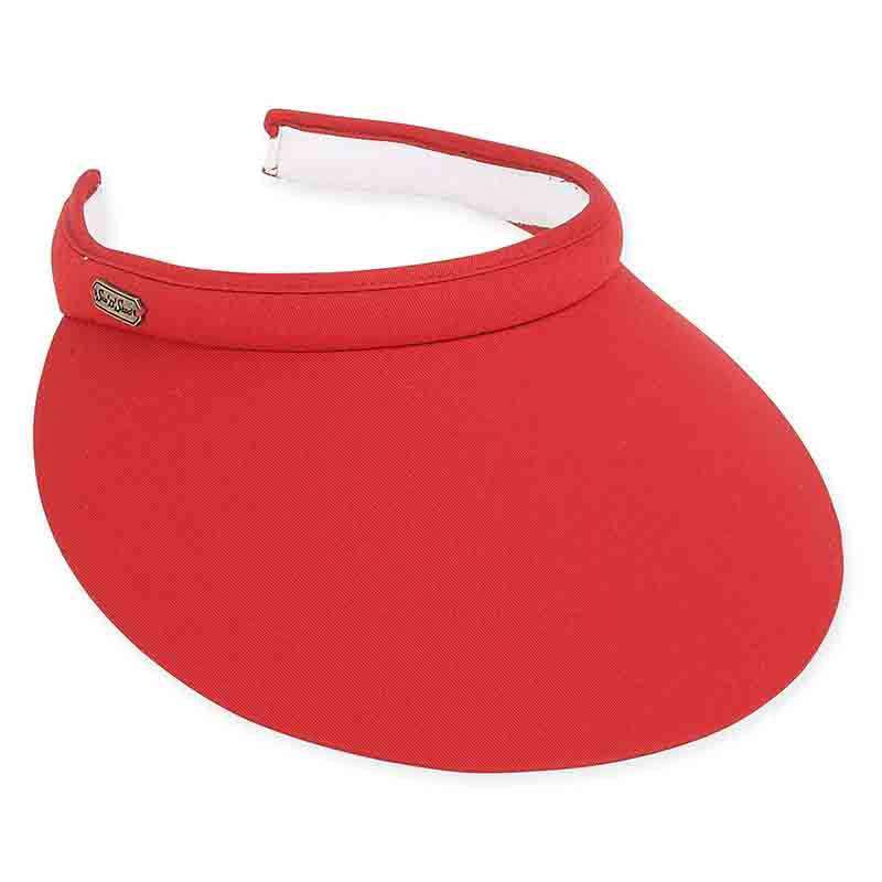 Large Bill Cotton Clip-On Sun Visor for Big Heads - Sun 'N' Sand Visor Hats Visor Cap Sun N Sand Hats hh1941E Red L/XL (59-60 cm) 