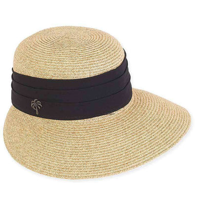 Maya Sun Savor Hat with Palm Tree Pin - Sun 'N' Sand Hats Facesaver Hat Sun N Sand Hats HH1955B nt Natural Medium (57 cm) 