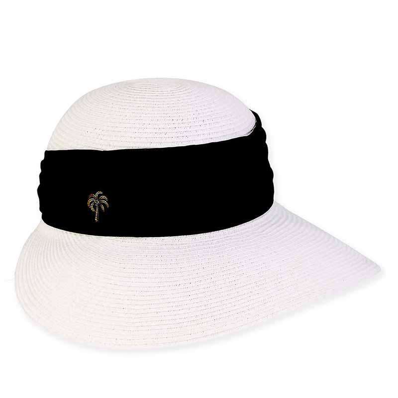 Large Women's Hats: Maya Sun Savor with Palm Tree Pin - Sun 'N' Sand Hats Facesaver Hat Sun N Sand Hats HH1955Cxl White Large (59 cm) 
