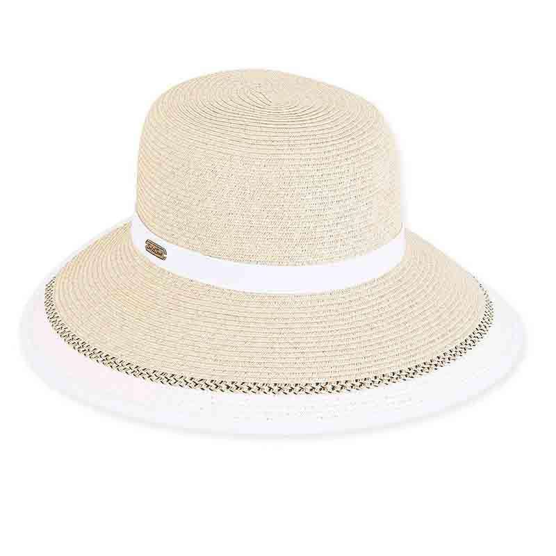 Harper Contrast Trim Sunsavor Hat - Sun 'N' Sand Hats Facesaver Hat Sun N Sand Hats hh1958B wh White Medium (57 cm) 