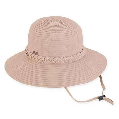 Charlie Ribbon Bucket Hat with Chin Cord - Sun 'N' Sand Hats Wide Brim Hat Sun N Sand Hats hh1972kh Khaki Medium (57 cm) 