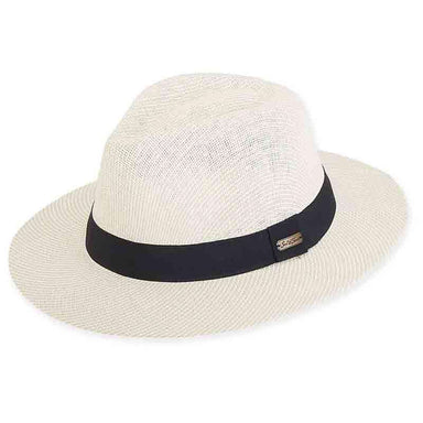 Carter Striped Fedora Hat - Sun 'N' Sand Hat Fedora Hat Sun N Sand Hats HH1990A iv Ivory M/L (58 cm) 
