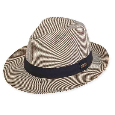 Carter Striped Fedora Hat - Sun 'N' Sand Hat Fedora Hat Sun N Sand Hats HH1990B bn Brown M/L (58 cm) 