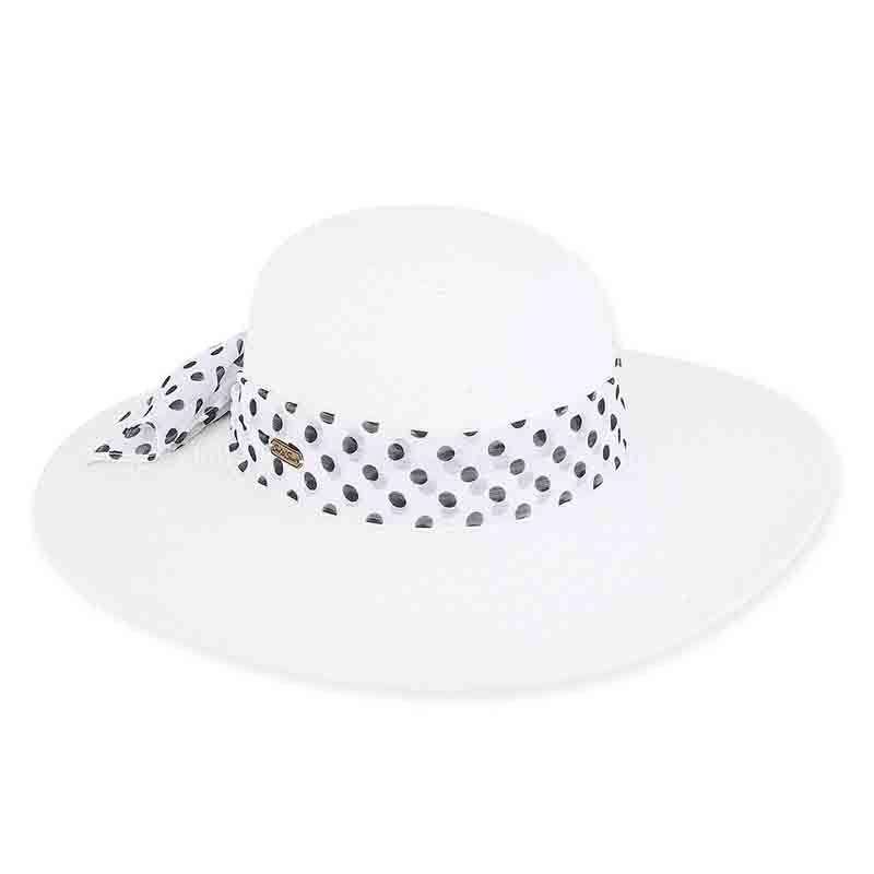 Elegant Cream Sun Hat with Polka Dot Scarf Polka Dot Sun Hat in Neutral Beige, Cool Cotton Spots Fabric  main image 4