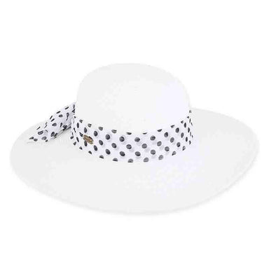 Nora Summer Hat with Polka Dot Scarf - Sun 'N' Sand Hats Wide Brim Hat Sun N Sand Hats HH2029A wh White Medium (57 cm) 