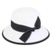 Ava Summer Hat with Stitched Ribbon Band - Sun 'N' Sand Hat Cloche Sun N Sand Hats HH2037A wh White Medium (57 cm) 
