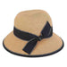 Ava Summer Hat with Stitched Ribbon Band - Sun 'N' Sand Hat Cloche Sun N Sand Hats HH2037B nt Natural Medium (57 cm) 