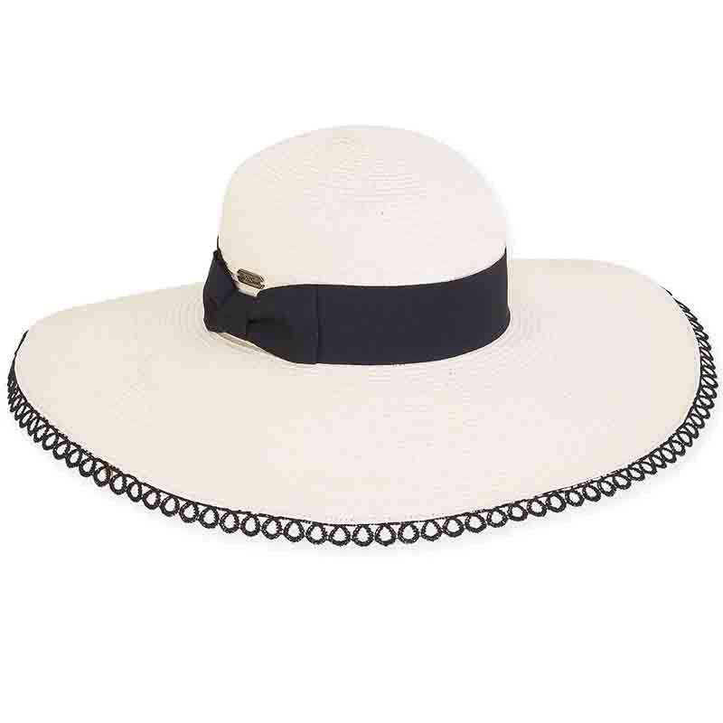 Liliana Lace Trim Summer Floppy Hat - Sun 'N' Sand Hats Wide Brim Sun Hat Sun N Sand Hats hh2108iv Ivory M/L (58 cm) 