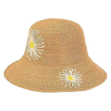 Crocheted Summer Hat with Daisies - Sun 'N' Sand Hats Cloche Sun N Sand Hats hh2126B tn Tan Medium (57 cm) 