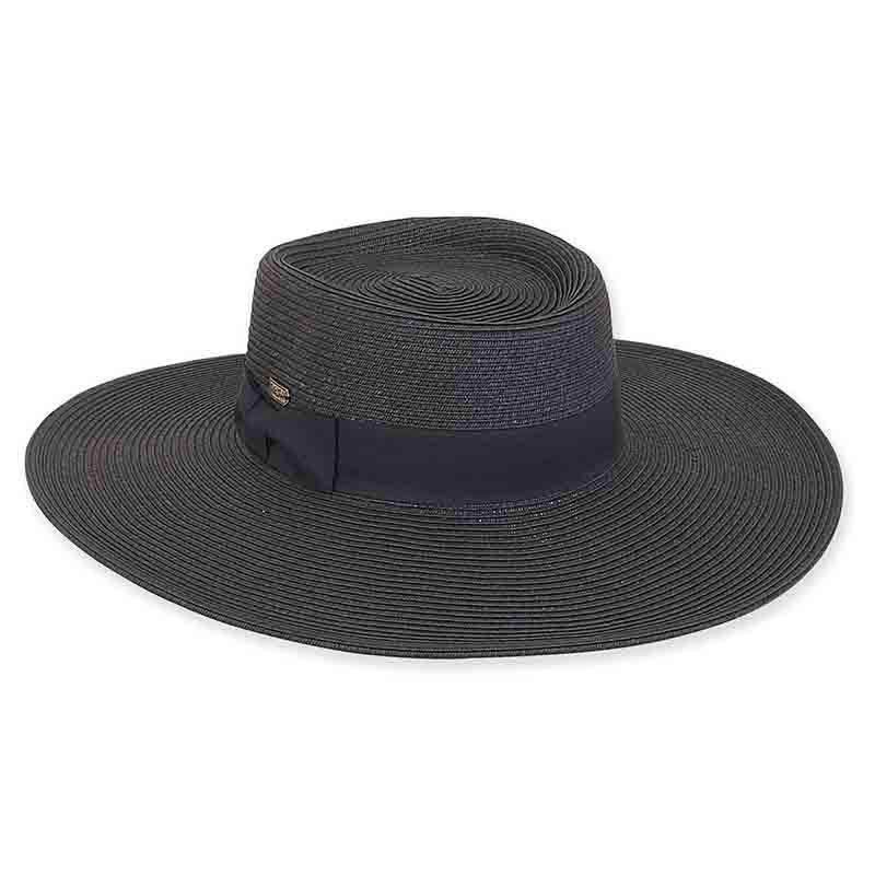 Chitre Flat Crown Summer Gaucho Hat - Sun 'N' Sand Hats Bolero Hat Sun N Sand Hats hh2141C bk Black Medium (57 cm) 