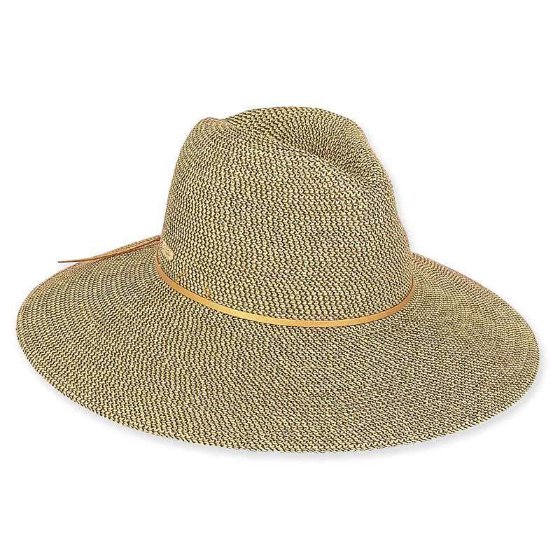 Allie Wide Brim Metallic Braid Safari Hat - Sun 'N' Sand Hat Safari Hat Sun N Sand Hats HH2157B bn Tan / Gold Medium (57 cm) 