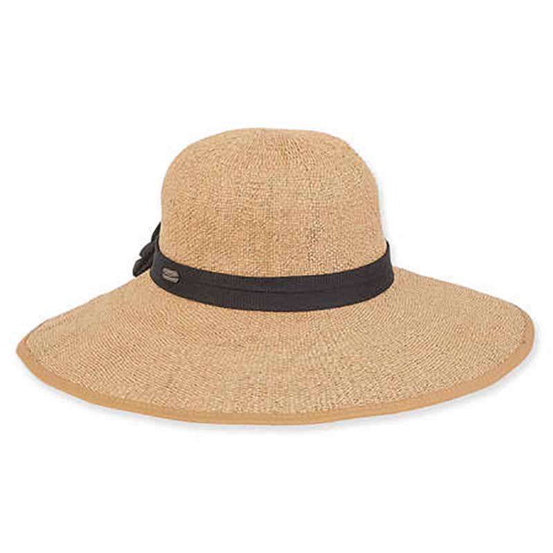 Maeve Woven Bangkok Toyo Split Brim Sun Hat - Sun 'N' Sand Hats Facesaver Hat Sun N Sand Hats HH2195B bk Tan/Black Medium (57 cm) 