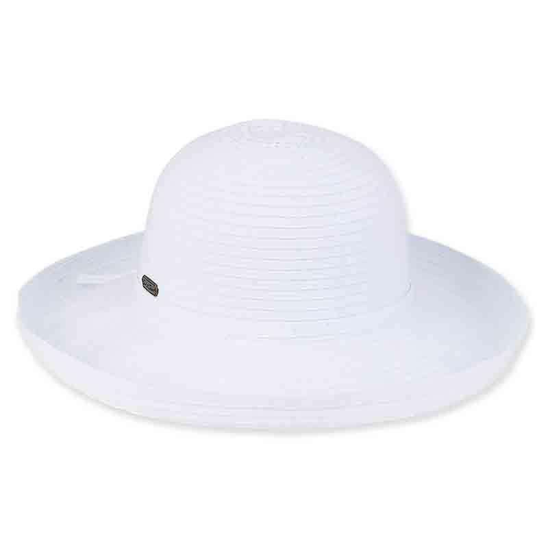 Maisie Up Brim Ribbon Sun Hat - Sun 'N' Sand Hats Kettle Brim Hat Sun N Sand Hats hh2201a bg White Medium (57 cm) 