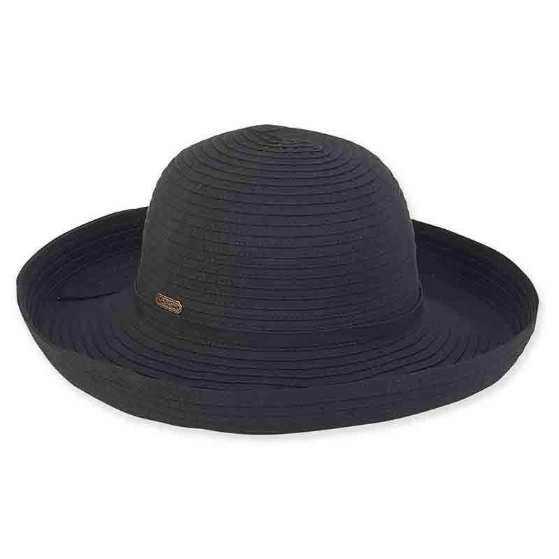 Maisie Up Brim Ribbon Sun Hat - Sun 'N' Sand Hats Kettle Brim Hat Sun N Sand Hats hh2201B bk Black Medium (57 cm) 