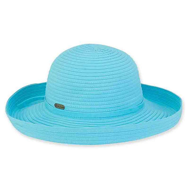 Maisie Up Brim Ribbon Sun Hat - Sun 'N' Sand Hats Kettle Brim Hat Sun N Sand Hats hh2201F aq Aqua Medium (57 cm) 