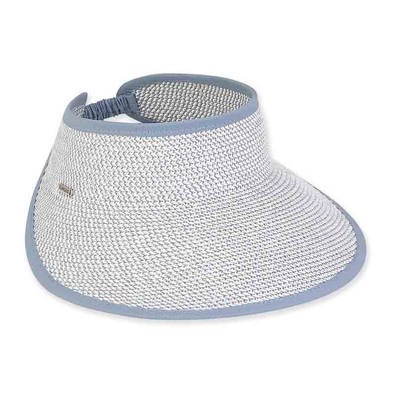 Tweed Wide Brim Sun Visor with Elastic Back - Sun'N'Sand Hats Visor Cap Sun N Sand Hats hh2256C Slate Tweed  