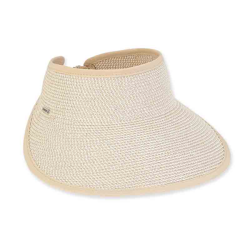 Tweed Wide Brim Sun Visor with Elastic Back - Sun'N'Sand Hats Visor Cap Sun N Sand Hats hh2256A White Tweed  