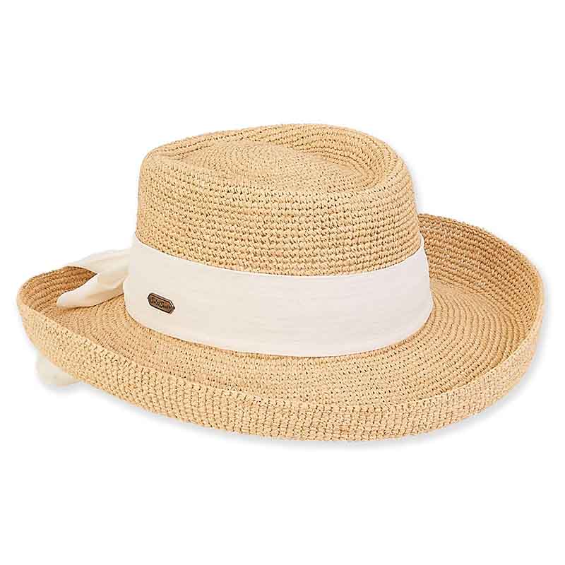Organic Crochet Raffia Gambler - Sun 'N' Sand Hats Gambler Hat Sun N Sand Hats hh2275A nt Ivory Medium (58 cm) 