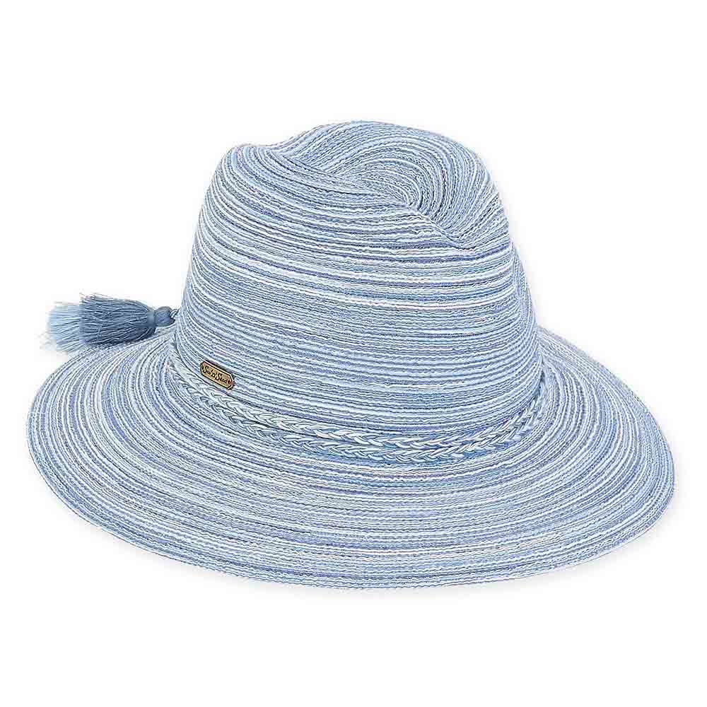 Poly-Straw Fedora Hat - Sun'N'Sand® Safari Hat Sun N Sand Hats HH2389A Blue Mix Medium (57 cm) 