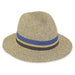 Lana Metallic Band Summer Fedora Hat - Sun 'n' Sand® Fedora Hat Sun N Sand Hats HH2292A gd Tan / Gold Medium (57 cm) 