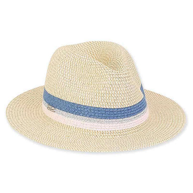 Lana Metallic Band Summer Fedora Hat - Sun 'n' Sand® Fedora Hat Sun N Sand Hats HH2292B sl Natural / Silver Medium (57 cm) 