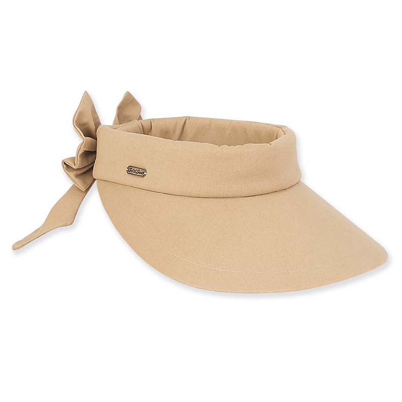 Cotton Wide Brim Sun Visor with Bow UPF 50+ Sun Protection
