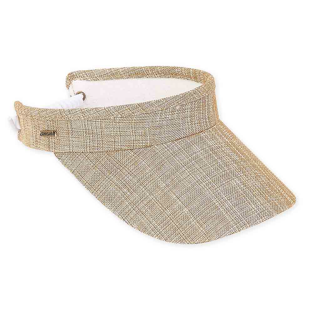 Metallic Textured Cotton Sun Visor with Coil Closure - Sun 'N' Sand Hats Visor Cap Sun N Sand Hats HH2480B Gold  