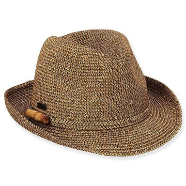 Dorset Tweed Summer Trilby Fedora Hat - Sun 'N' Sand Hats Fedora Hat Sun N Sand Hats HH573B bn Brown Tweed Medium (57 cm) 