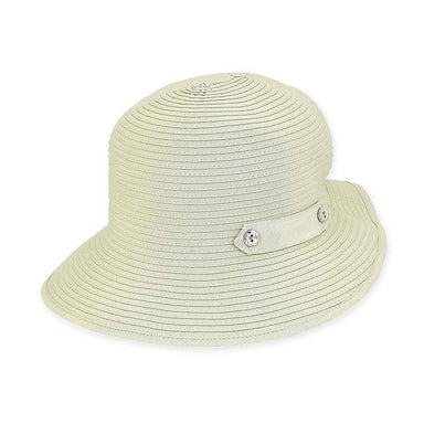 Petite Size Packable Ribbon Sun Hat - Sunny Dayz™ Cloche Sun N Sand Hats HK303B Sage Small (56 cm) 