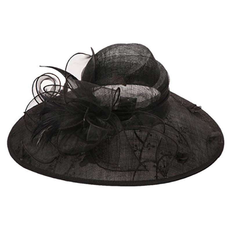 Embroidered Brim Sinamay Derby Hat, Dress Hat - SetarTrading Hats 