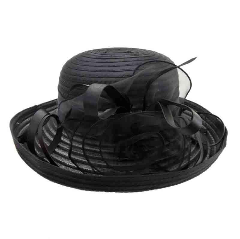 Small Braid Up Turned Brim Dress Hat - Sophia Collection Dress Hat Something Special LA htb1093bk Black  