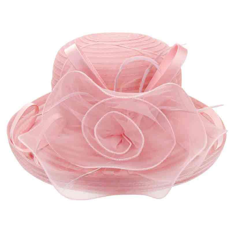 Small Braid Up Turned Brim Dress Hat - Sophia Collection Dress Hat Something Special LA htb1092pk Pink  