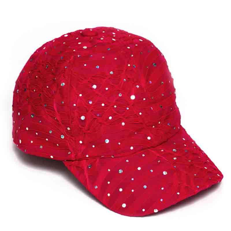 Glitter Striped Baseball Cap - Available in 12 Colors Cap Something Special Hat ja7047rd Red  