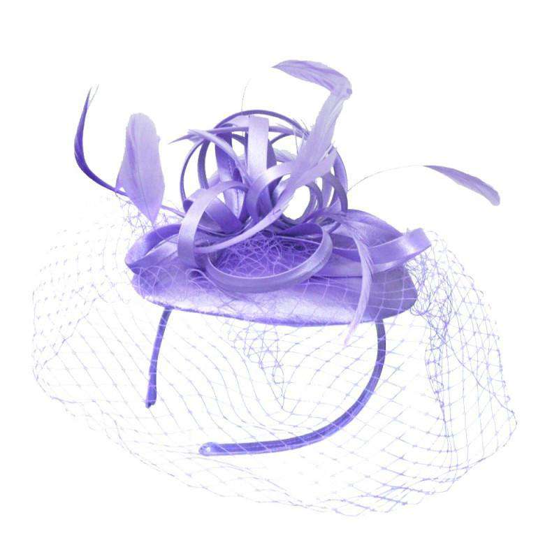 Loopy Satin Fascinator with Netting Veil - 9 stunning colors, Fascinator - SetarTrading Hats 