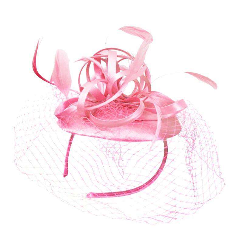 Loopy Satin Fascinator with Netting Veil - 9 stunning colors, Fascinator - SetarTrading Hats 