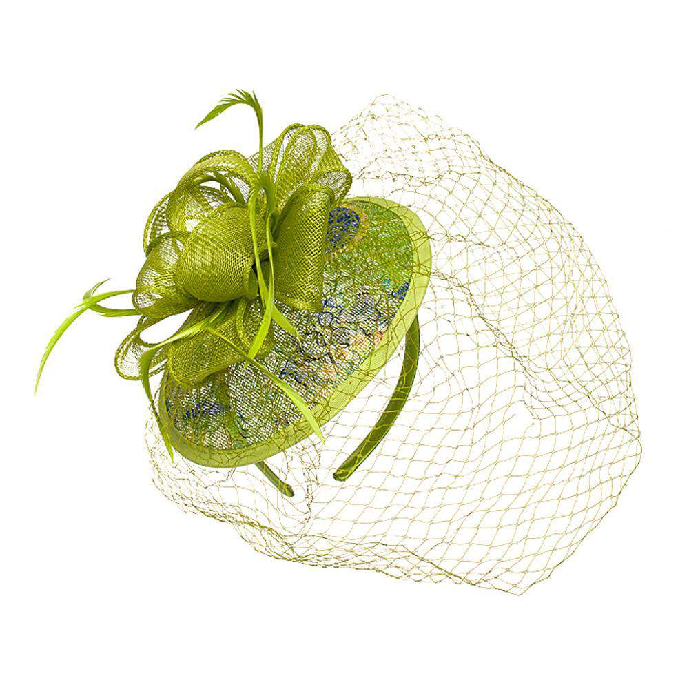 Sinamay and Lace Fascinator Fascinator Something Special LA HTH1252LM Lime  