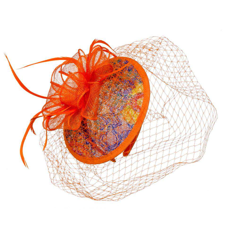 Sinamay and Lace Fascinator Fascinator Something Special LA HTH1252OR Orange  