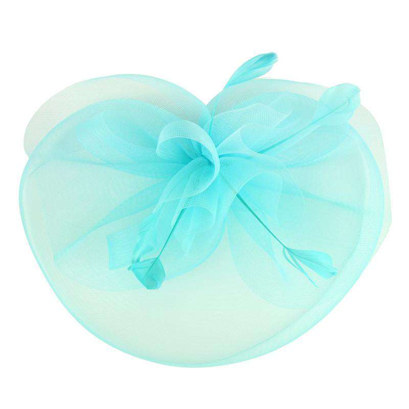 Ruffle Mesh with Feather Fascinator - 9 Beautiful Colors Fascinator Something Special LA HTH1299LB Light Blue  