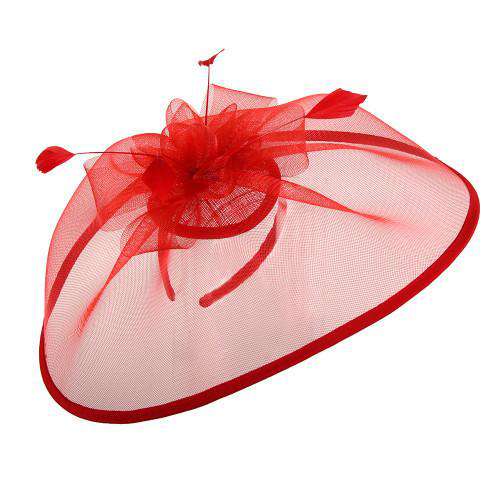 Trimmed Mesh Veil Fascinator - Sophia Collection Fascinator Something Special LA HTH1304RD Red  