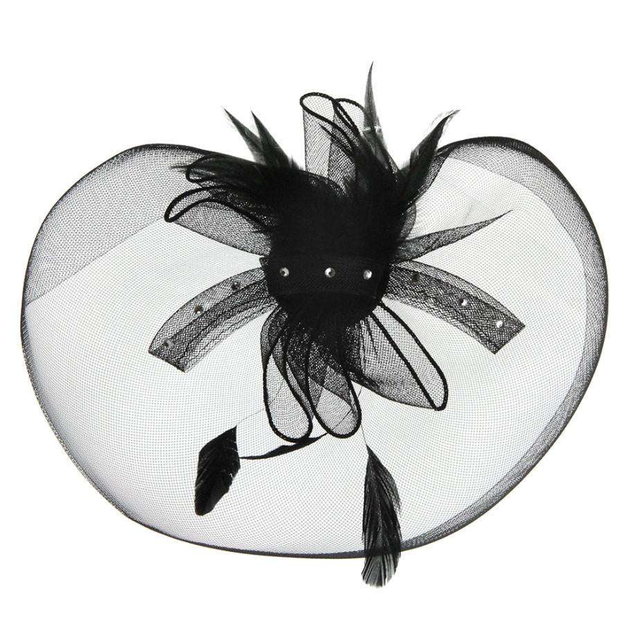 Ruffle Mesh and Rhinestone Fascinator, Fascinator - SetarTrading Hats 