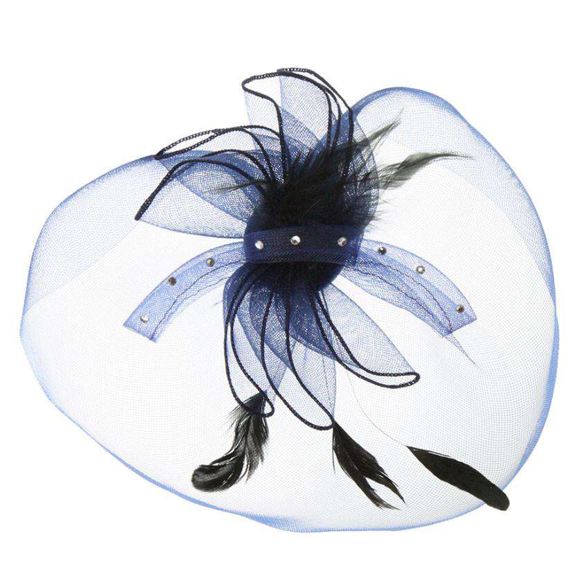 Ruffle Mesh and Rhinestone Fascinator, Fascinator - SetarTrading Hats 