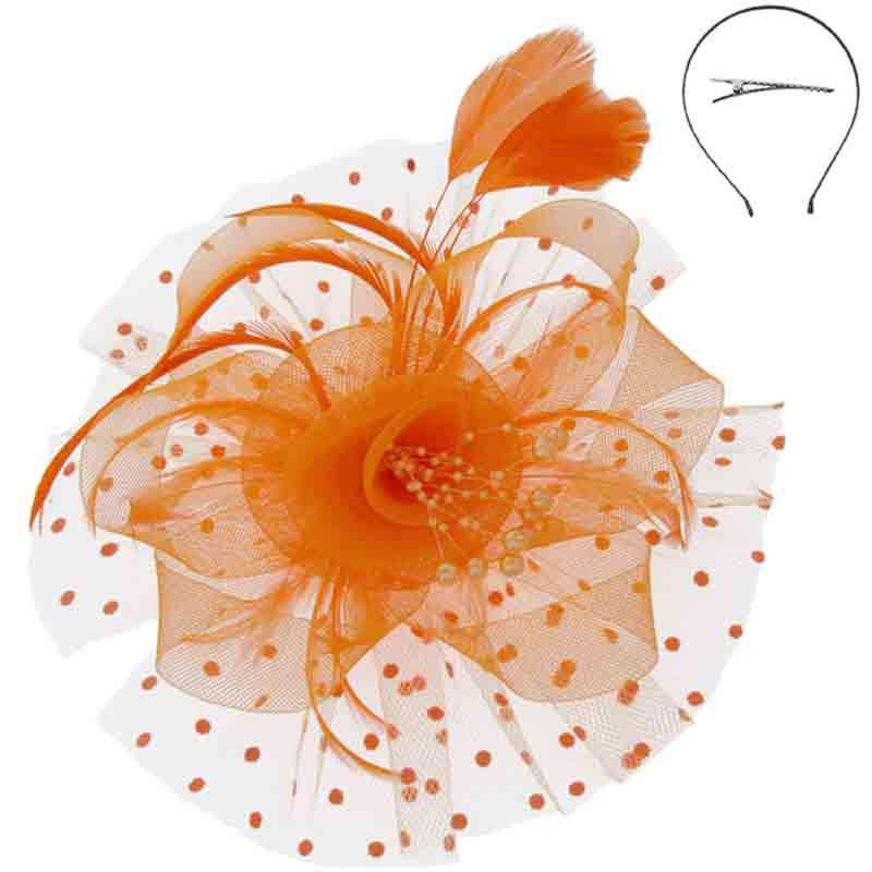 Polka Dot and Beads Fascinator - Sophia Collection Fascinator Something Special LA hth2180or Orange  