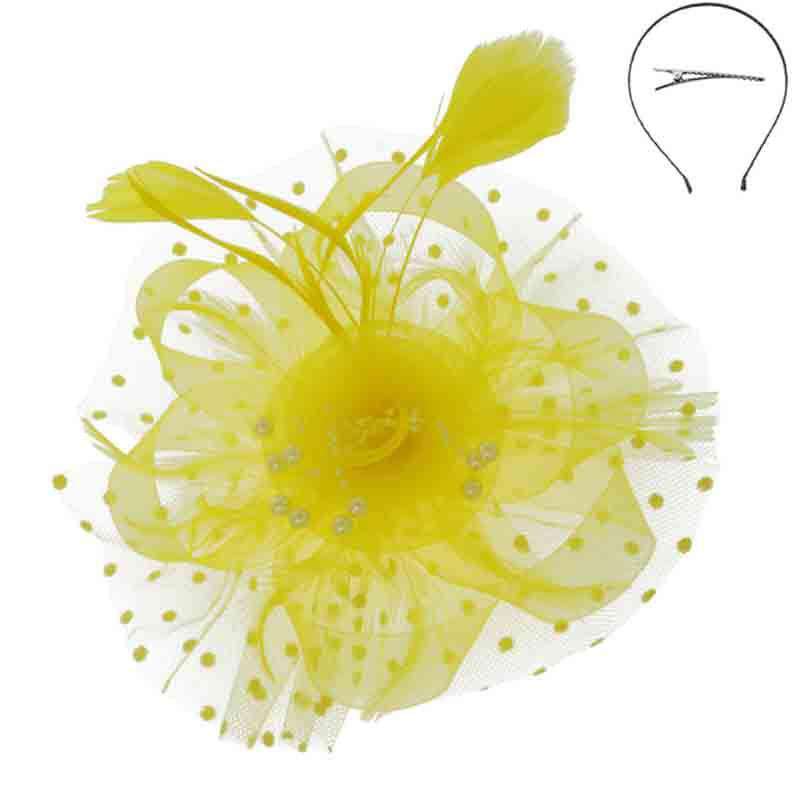 Polka Dot and Beads Fascinator - Sophia Collection Fascinator Something Special LA hth2180yw Yellow  