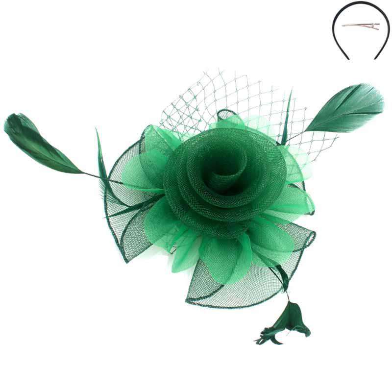 Tulle and Netting Flower Fascinator - Sophia Collection Fascinator Something Special LA hth2187gn Green  
