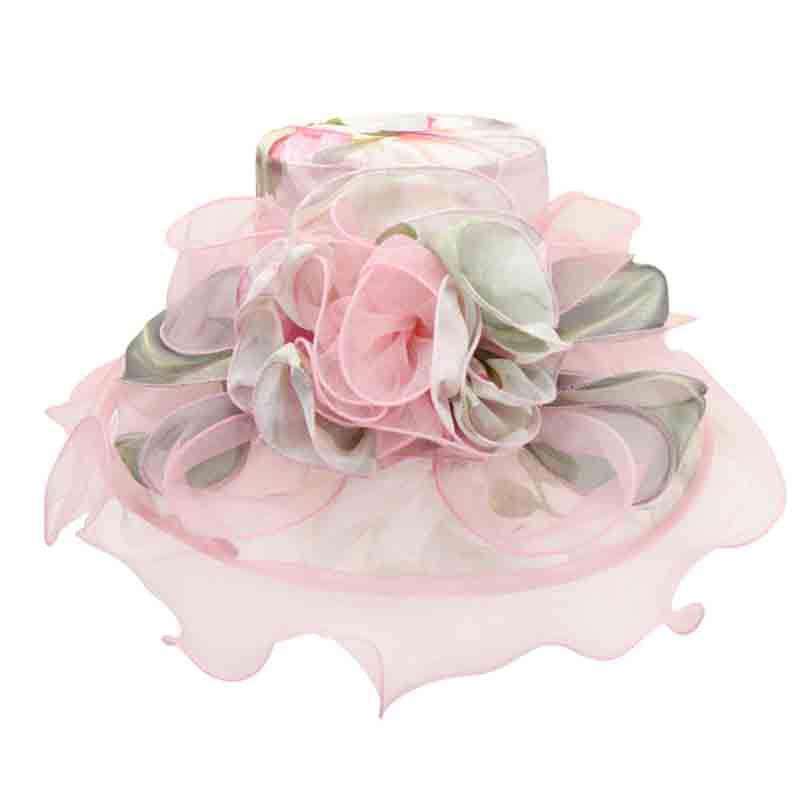Floral Printed Dress Hat by Something Special Hat Collection Dress Hat Something Special LA hto1090 Pink  