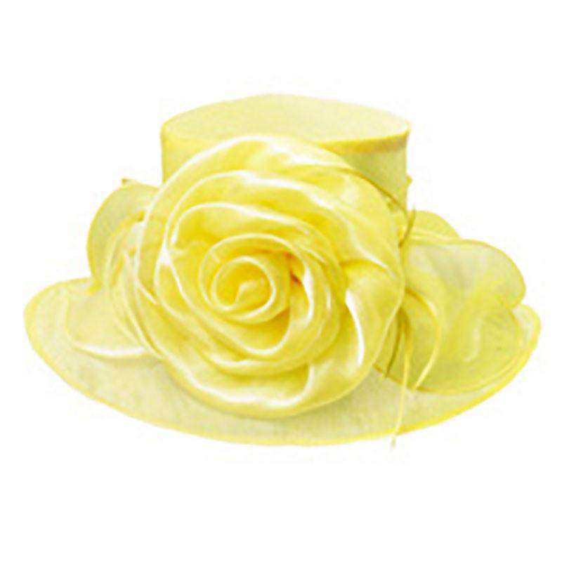 Organza Hat with Rose Dress Hat Something Special LA hto1098YW Yellow  