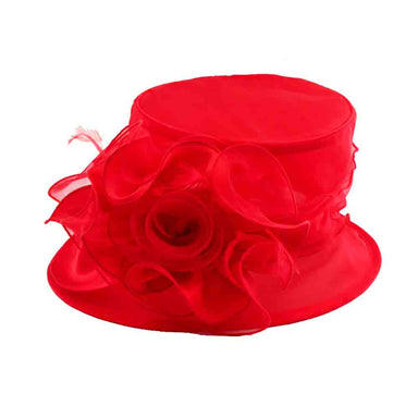Small Organza Dress Hat - Sophia Collection Dress Hat Something Special LA HTO1268rd Red  